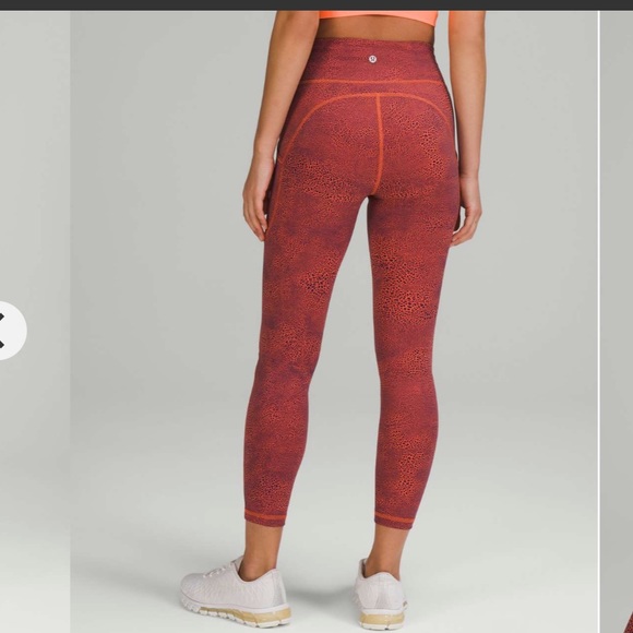 605. NWOT - Lululemon Invigorate High Rise Tight 25” Crackle Vintage Orange - Picture 4 of 9